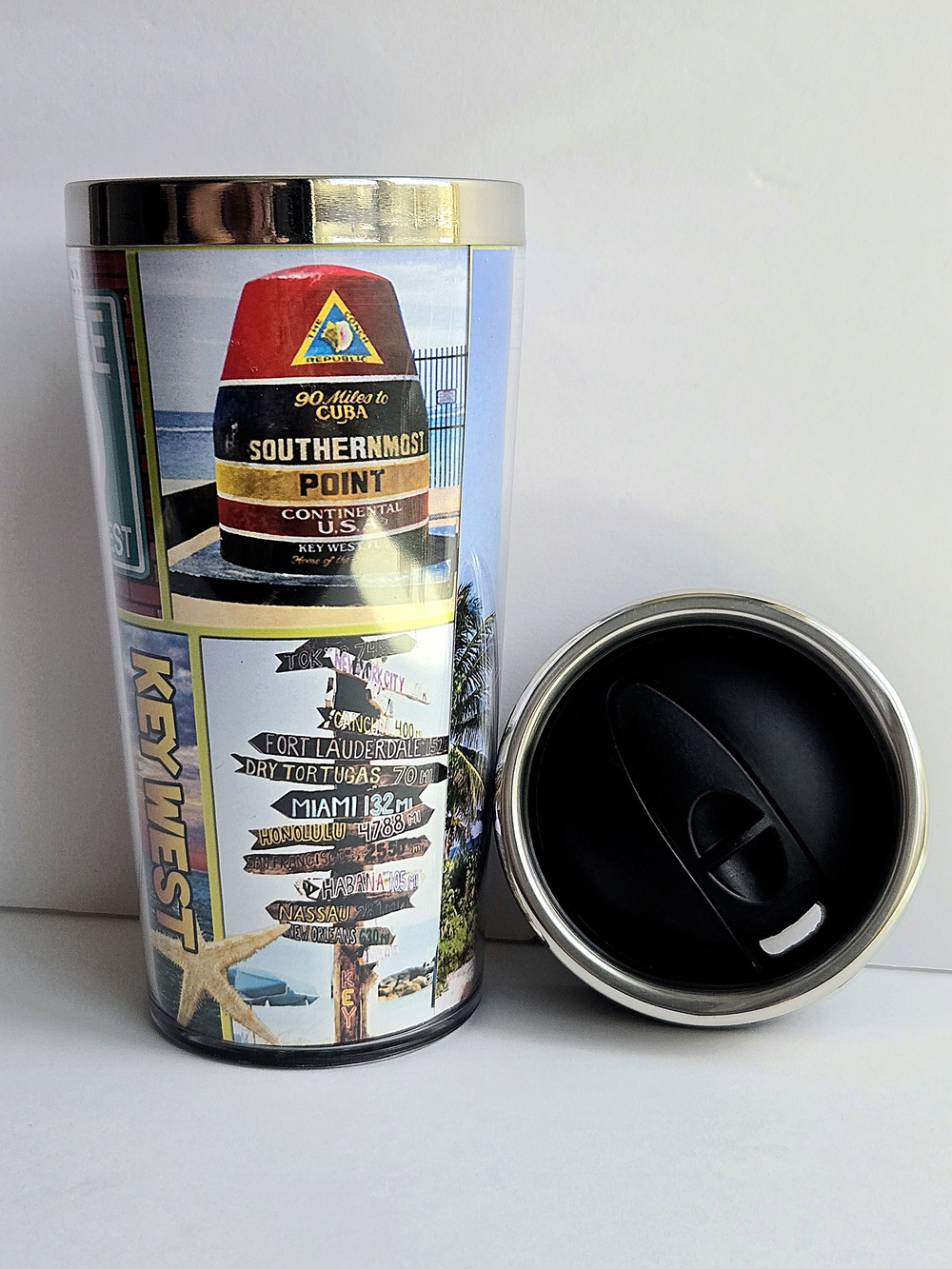 NEW Key West Florida Southernmost Point Photo Collage Stainless Steel Travel Mug